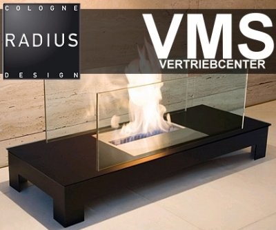 FLOOR FLAME schwarz gepulvert mit Glas Typ 537c