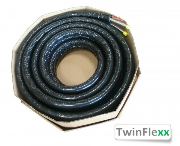 TwinFlexx Edelstahl-Solarrohr DN16 mit Fühlerleitung und Isolierung