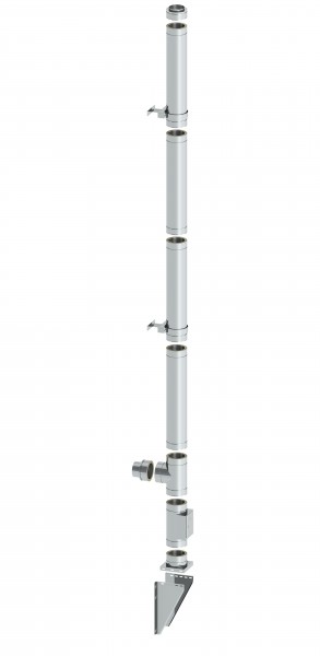 Ø 180 mm - 5,7 m Schornstein Paket doppelwandig - Wandmontage