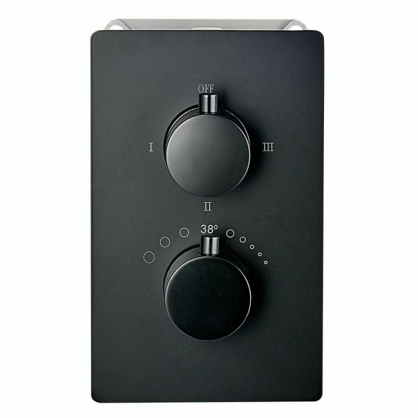 Thermostat-Unterputz Duscharmatur Schwarz mit 3 Wege-Umsteller