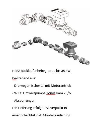 HERZ Rücklaufanhebung bis 35 kW Wilo Yonos Para 25/6,Motormischventil 1