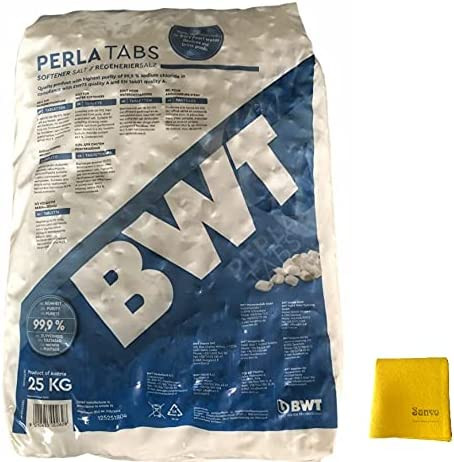 Sanvo BWT PerlaTabs Kissenform, 99,9% Salz-Reinheit, inklusive Sanvo Mehrzwecktuch 25kg