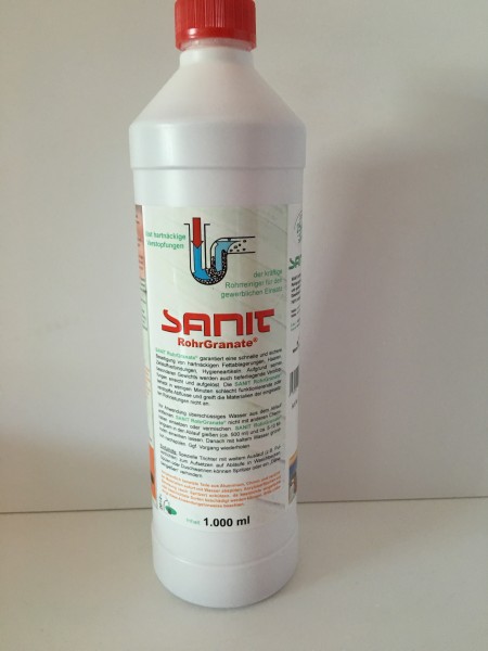SANIT - RohrGranate flüssig - 1000ml-Flasche - der kräftige Rohrreiniger für harte Fälle