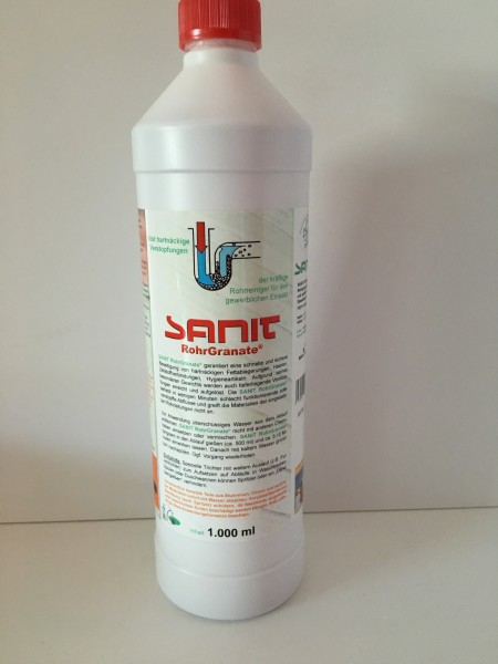 SANIT - RohrGranate flüssig - 1000ml-Flasche - der kräftige Rohrreiniger für harte Fälle-nur an Gewe