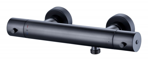 Duscharmatur Wandmischbatterie mit Thermostat Schwarz Matt