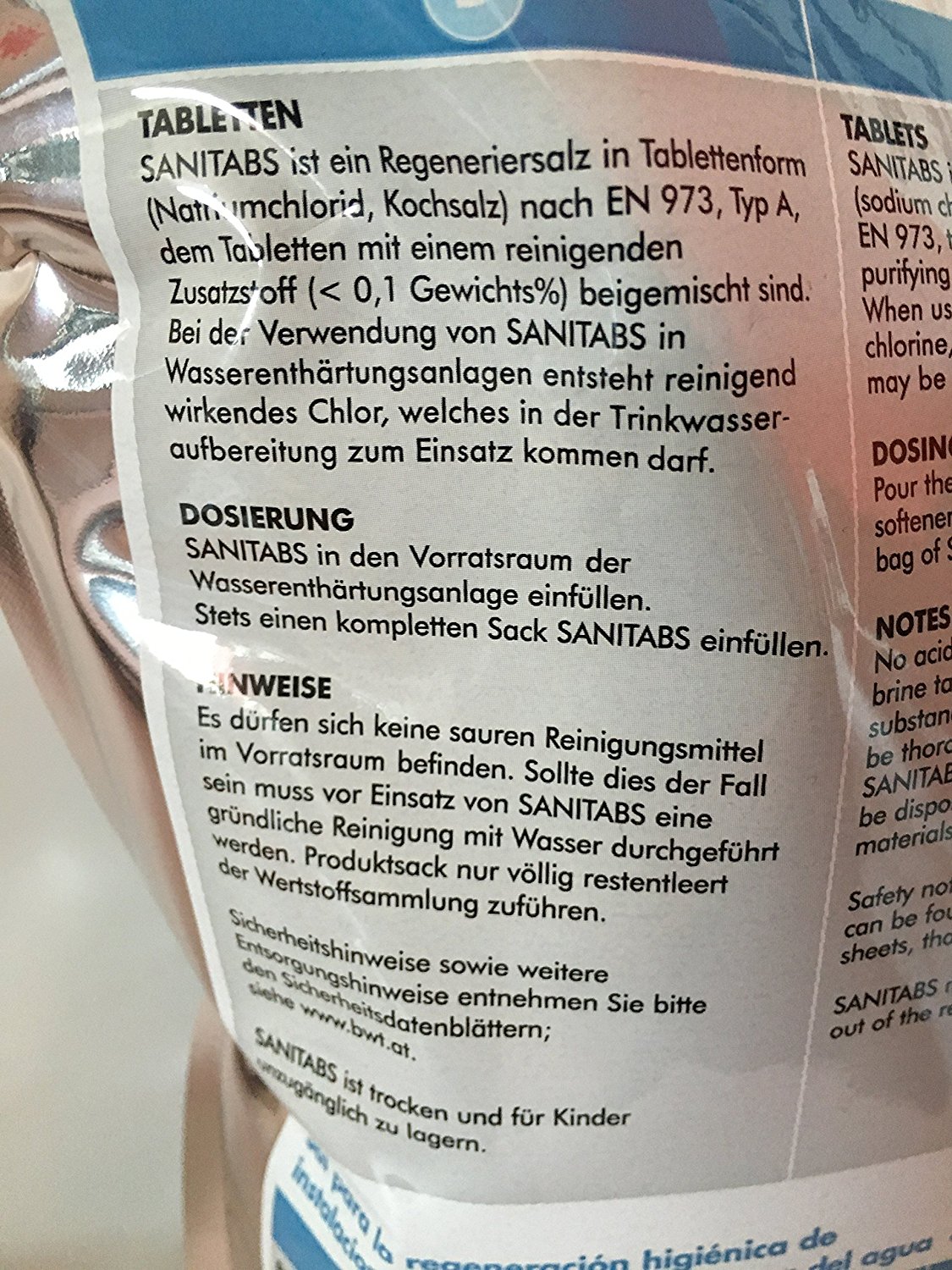 BWT Sanitabs Nr.094241 2-Phasen Enthärtertabs für Hygiene-Regeneration, 8 kg  Sack